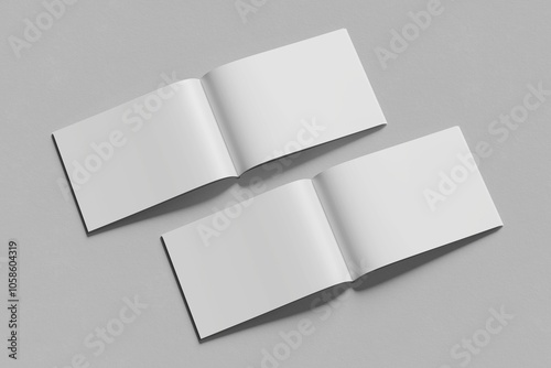 Blank landscape, brochure magazine isolated on Grey  background