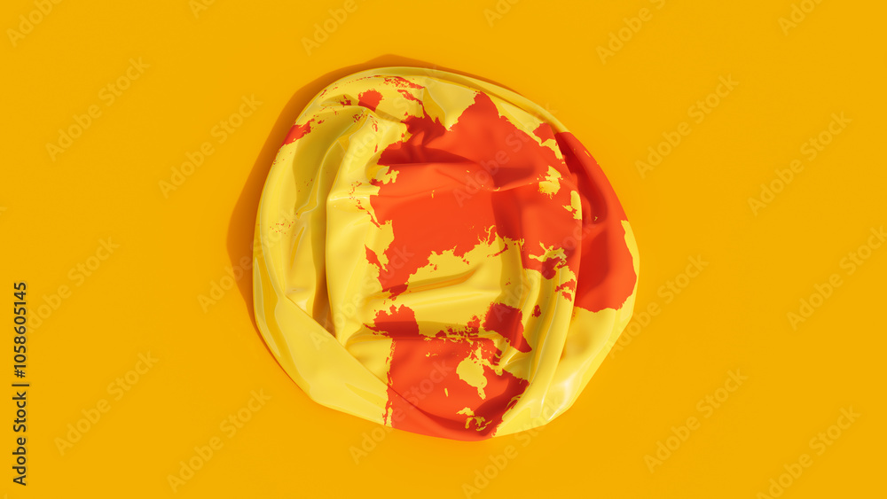 Earth deflated globe climate change danger ecosystem collapse environmental disaster planet red yellow orange background 3d illustration render Earth deflated globe climate change danger ecosystem collapse environmental disaster planet red yellow orange background 3d illustration render