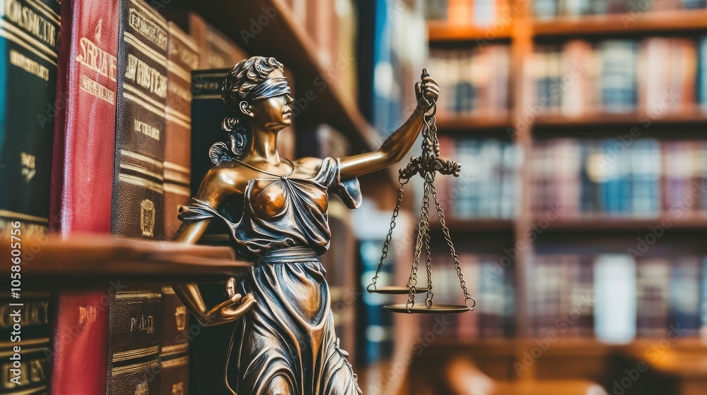 Naklejka premium Lady Justice Statue in Law Library