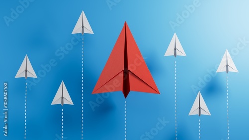 Fotografie Small business, Business competition concept with paper plane