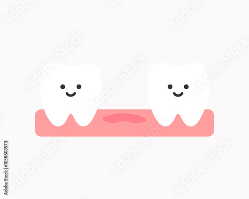 Loss teeth character icon. Healthcare, dental, medicine, treatment, hygiene, oral care, gum concepts. Flat cartoon vector design isolated illustration.