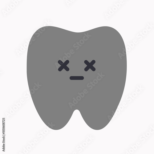 Sick decay tooth character icon. Healthcare, dental, medicine, treatment, hygiene, oral care concepts. Flat cartoon vector design isolated illustration.