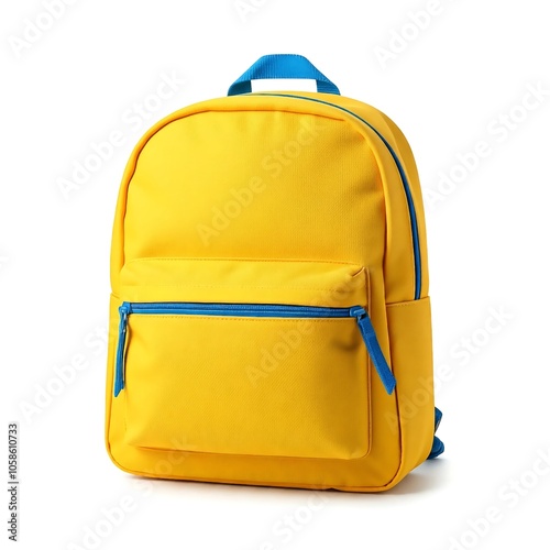 Yellow school bag isolated on white background
