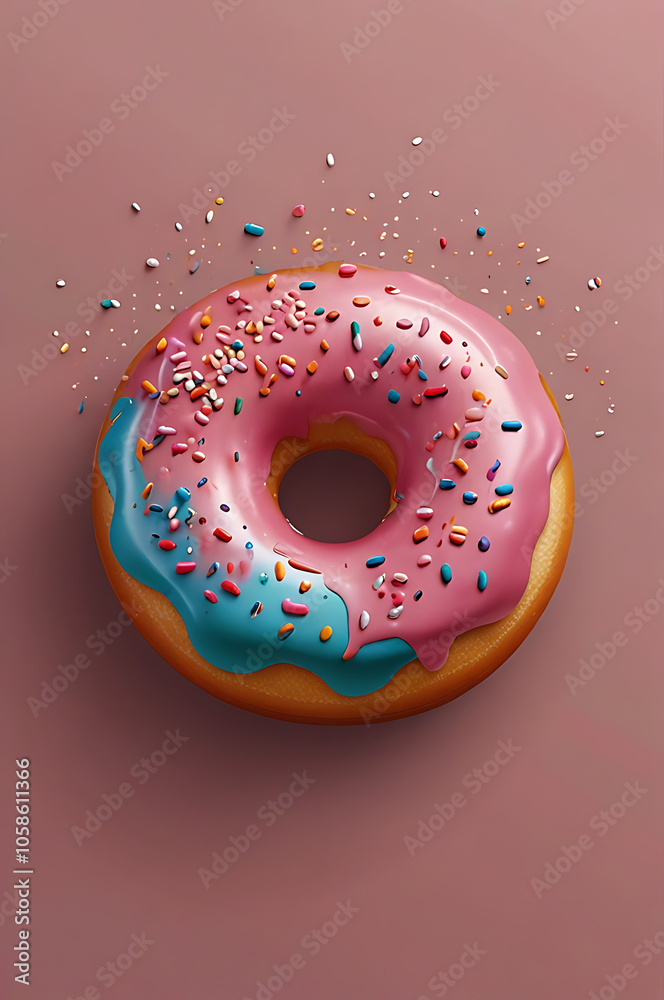 A simple icon of a doughnut with pink icing and sprinkles, designed in a playful, cartoonish style.