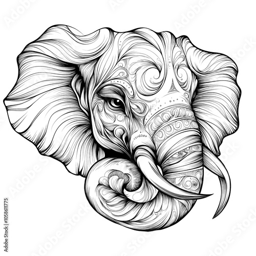 Elegant Elephant Tattoo Sketch Design photo