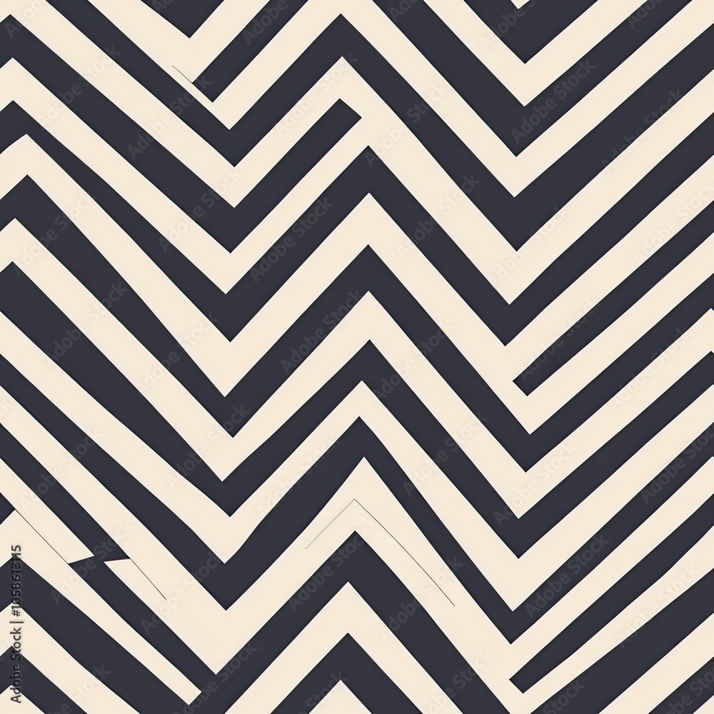 Abstract Geometric Pattern of Interlocking Black and White Chevron Stripes