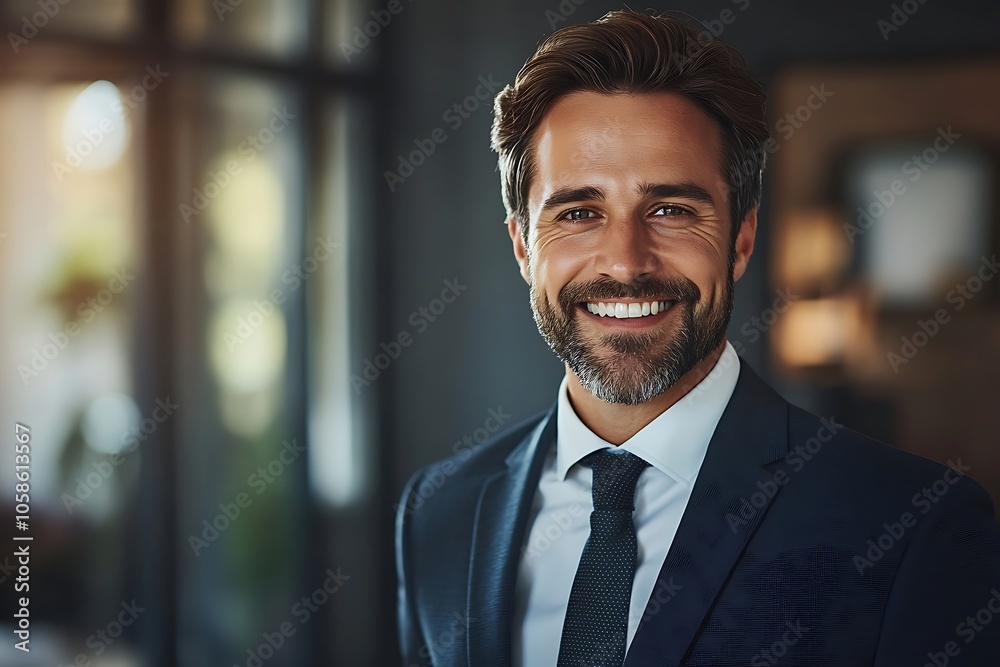 Confident Businessman in Blue Suit with a Warm Smile Confident Businessman in Blue Suit with a Warm Smile