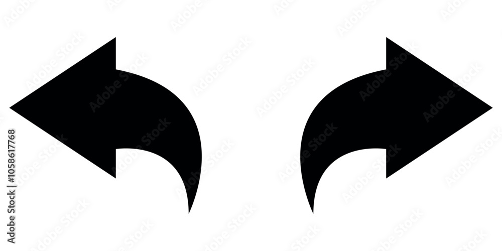 Undo and redo arrow icon, undo redo silhouette icon vector flat illustration isolated on white background. Undo and redo arrow icon, undo redo silhouette icon vector flat illustration isolated on white background.
