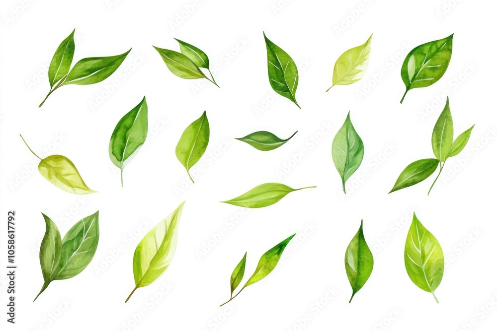 Bright Green Leaf Elements for Nature-Themed Designs