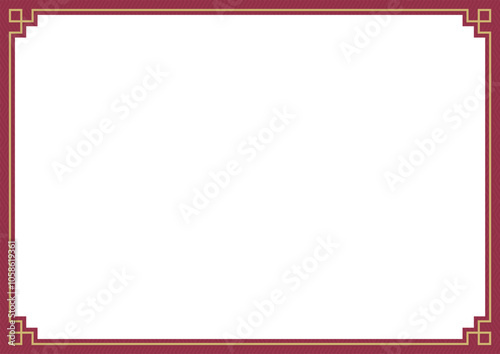 Vector A4 template traditional red and gold frame with oriental geometric pattern