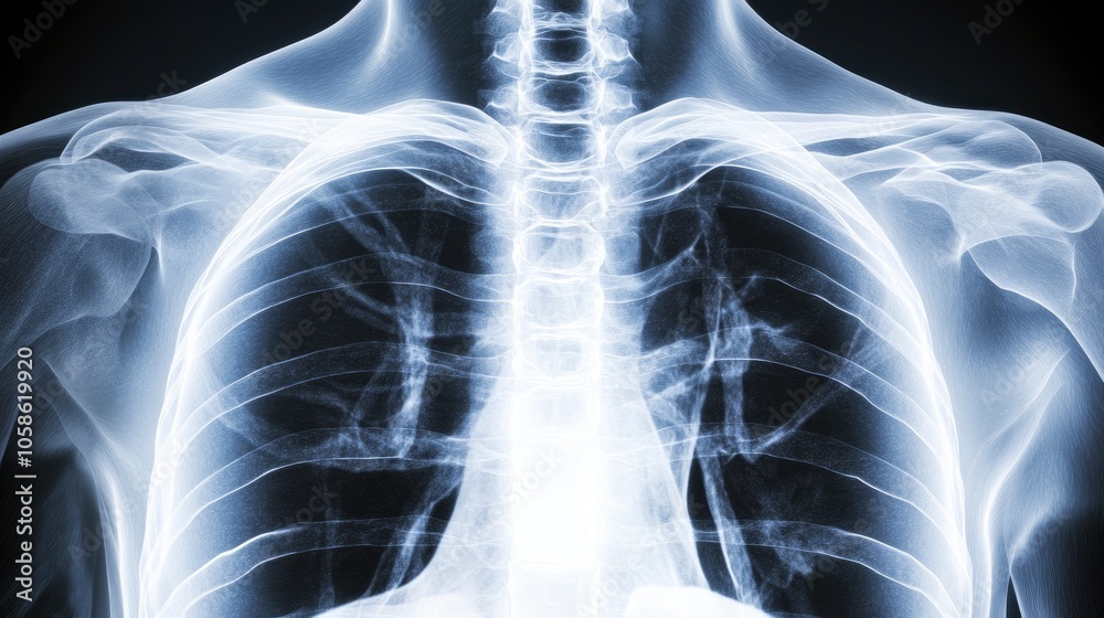 X-ray Image of Human Chest and Shoulders X-ray Image of Human Chest and Shoulders