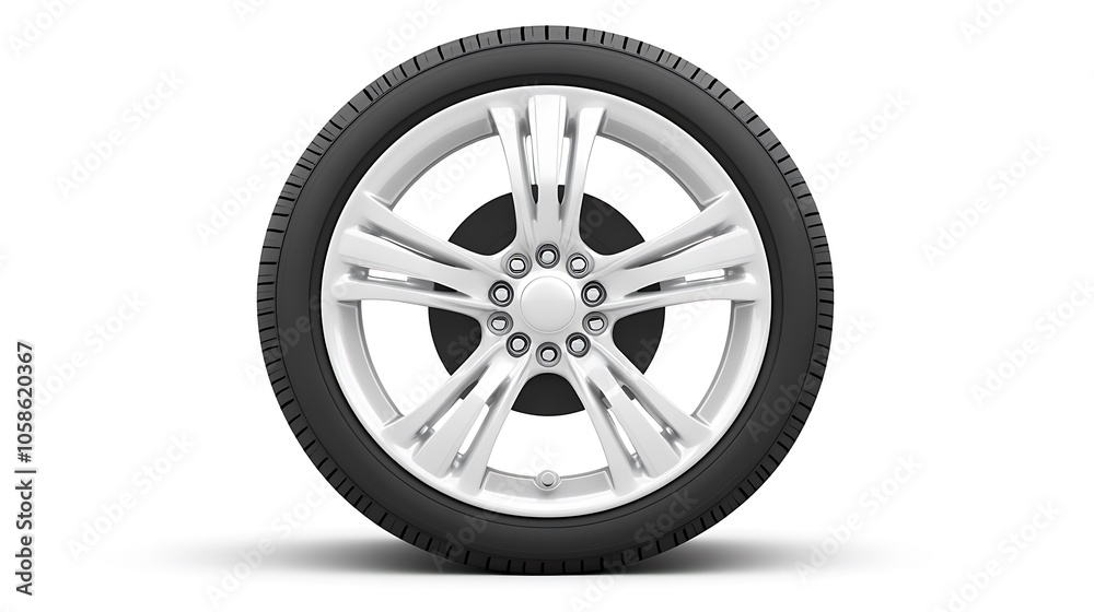 Obraz premium A sleek, modern car wheel showcasing its design and functionality.