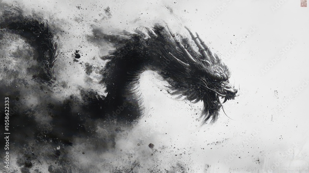 chinese ink painting illustrating a magnificent dragon in graceful motion, showcasing rich ink textures and traditional artistry, evoking a sense of cultural depth and mythical grandeur chinese ink painting illustrating a magnificent dragon in graceful motion, showcasing rich ink textures and traditional artistry, evoking a sense of cultural depth and mythical grandeur