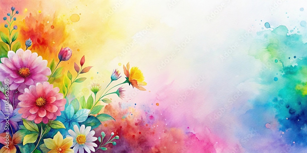 Fototapeta premium Colorful flower watercolor wallpaper background