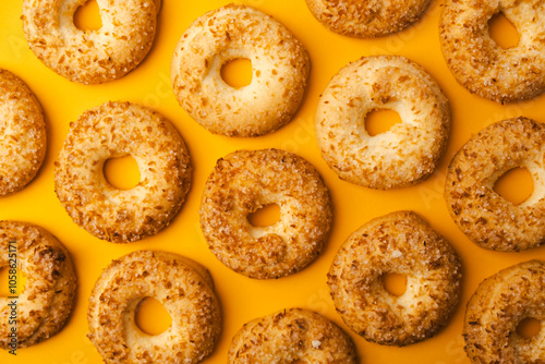 cookies on yellow background pattern. High quality photo. High quality photo