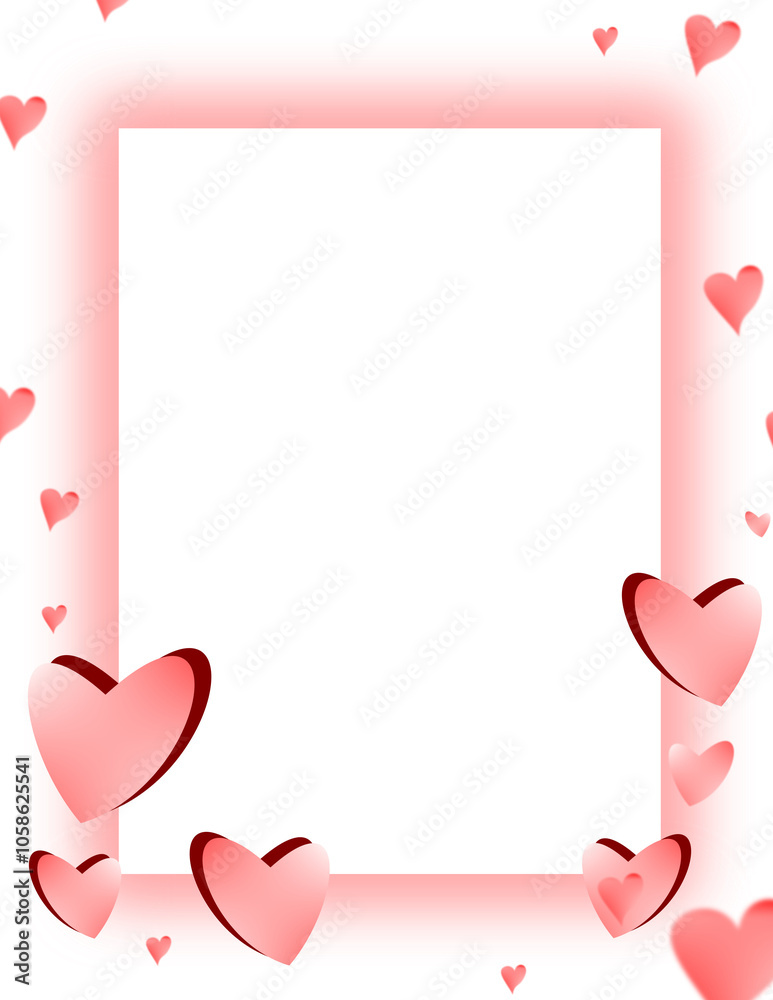 Pink frame with love hearts illustration Pink frame with love hearts illustration