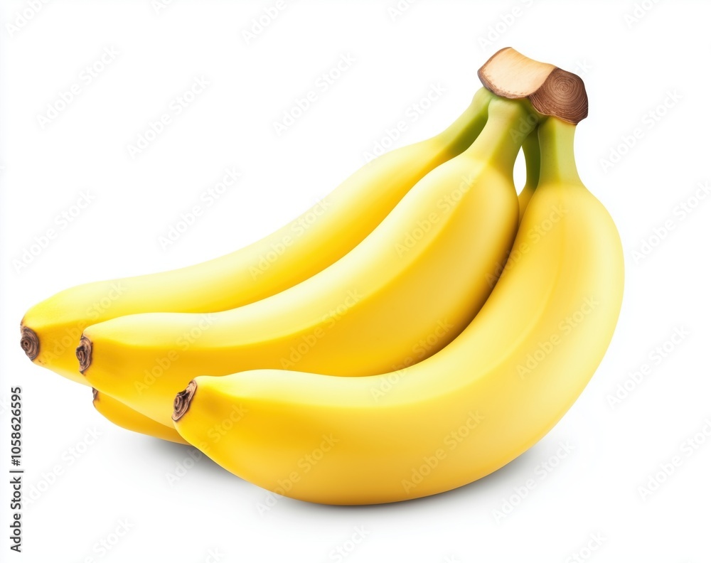 bunch of bananas on white background