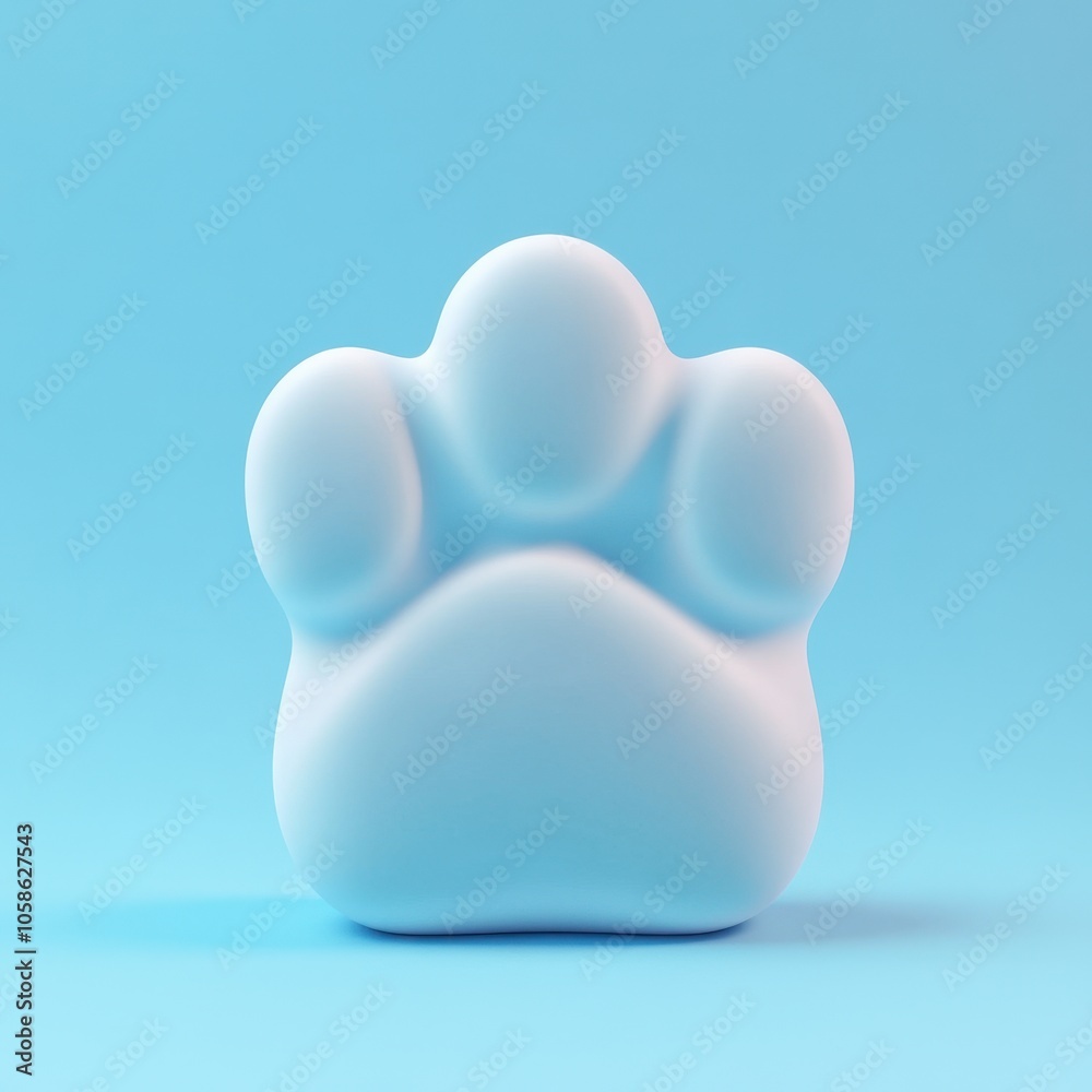 Minimalist White Paw Print on a Tranquil Blue Background Minimalist White Paw Print on a Tranquil Blue Background