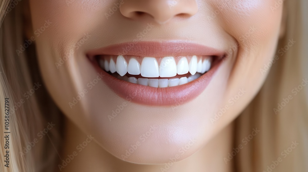 Fototapeta premium close-up of a beautiful older woman smiling confidently after a dental whitening procedure, showcasing healthy teeth and satisfaction in her fresh appearance