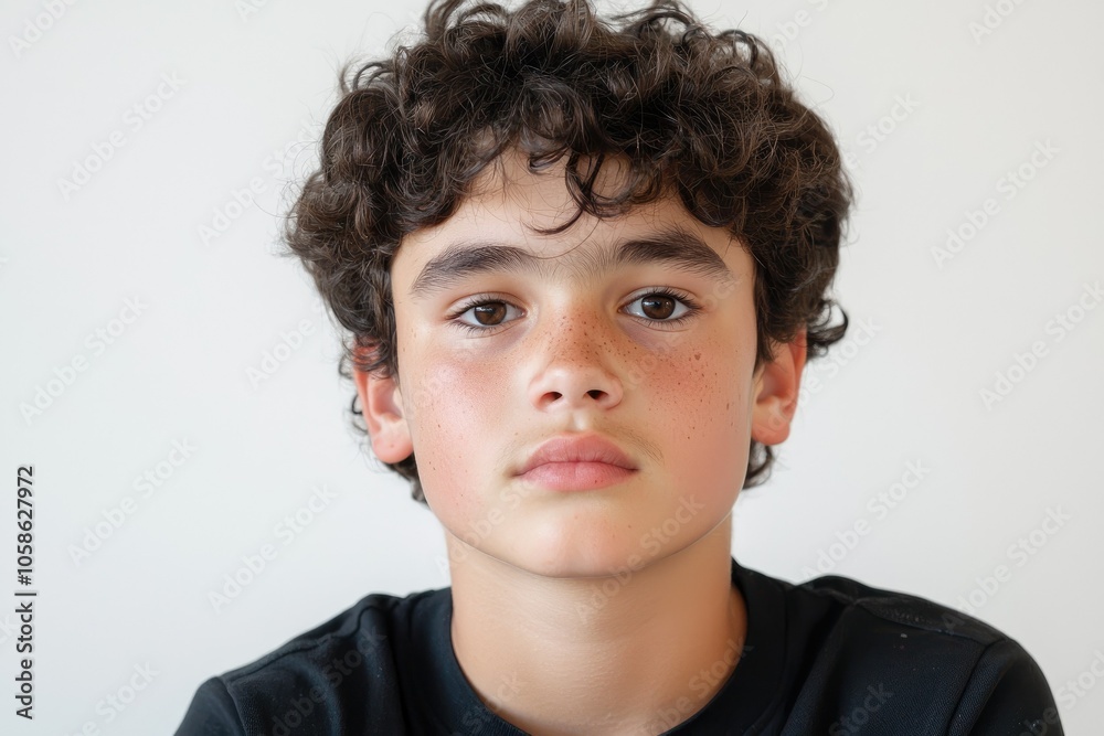 Portrait of a Teenage Boy with Curly Hair Portrait of a Teenage Boy with Curly Hair