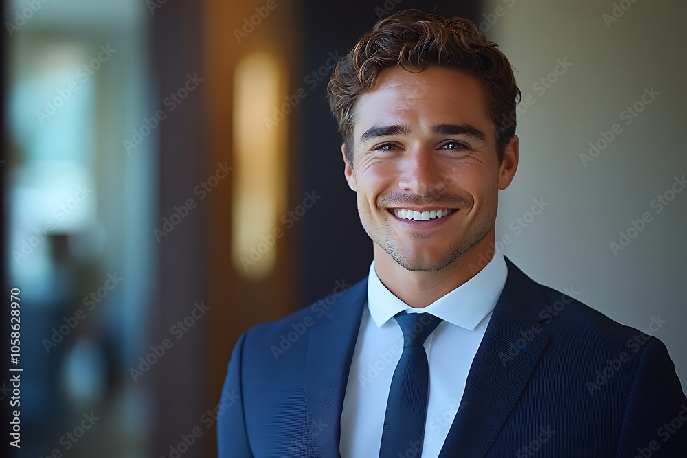 Confident Businessman in Navy Blue Suit Smiling16 Confident Businessman in Navy Blue Suit Smiling16