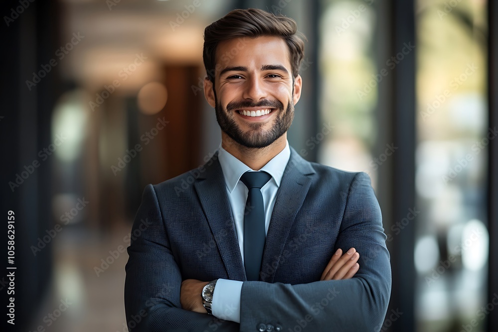 Confident Businessman in Navy Blue Suit Smiling19 Confident Businessman in Navy Blue Suit Smiling19