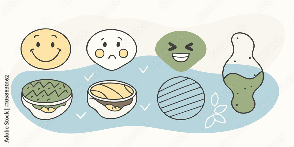 Fototapeta premium Taste Test Challenge A whimsical comparison chart showing a taste test between labgrown meat and traditional meat with happy taste testers and ratings for flavor texture and