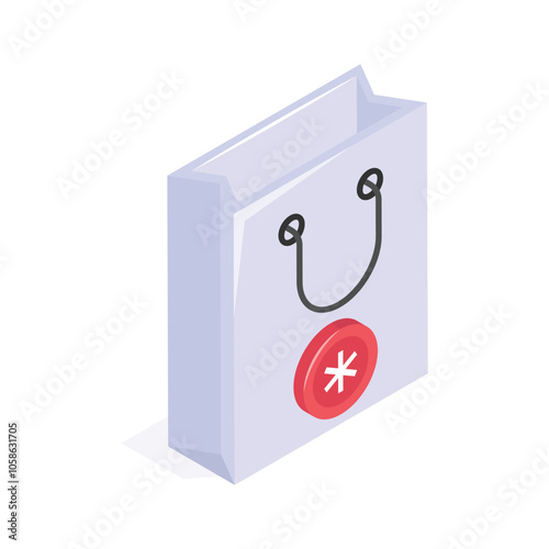 Shopping bag with a medical symbol, representing healthcare purchases