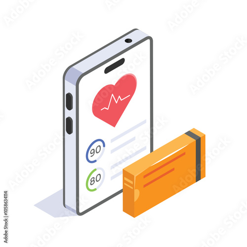 Mobile app displaying heart rate and health stats