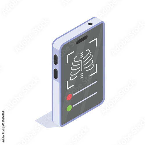 Mobile app displaying an X ray image for medical use