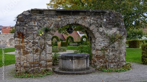 Tor, Steinbogen im Klostergarten des Kloster Stetten bei Hechingen im Zollernalbkreis auf der Schwäbischen Alb photo