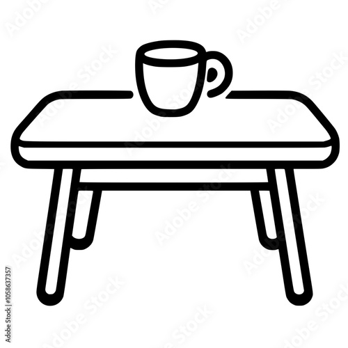 Table with a coffee cup, representing relaxation or break time themes