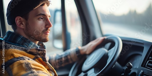 Fleet manager utilizing ai tools to monitor vehicle health and schedule maintenance ensuring reliability in transportation photo