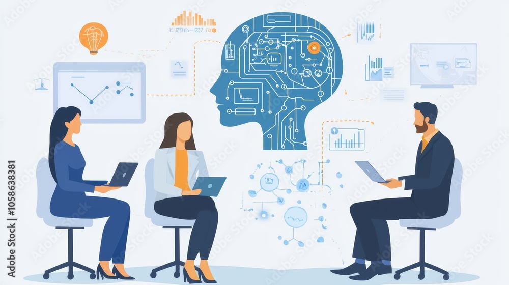 Group of professionals discussing the future of hr technology and the role of ai in transforming workplace dynamics Group of professionals discussing the future of hr technology and the role of ai in transforming workplace dynamics