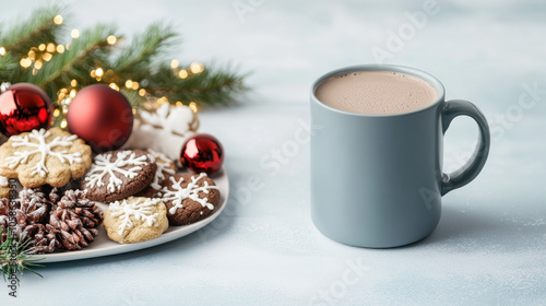 Christmas background with cup of hot chocolate