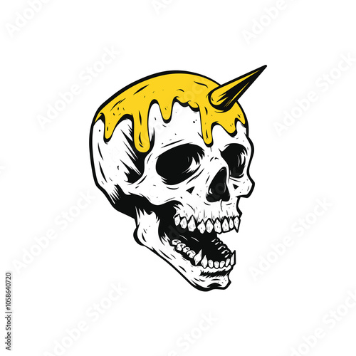 vector illustration skull punched stake