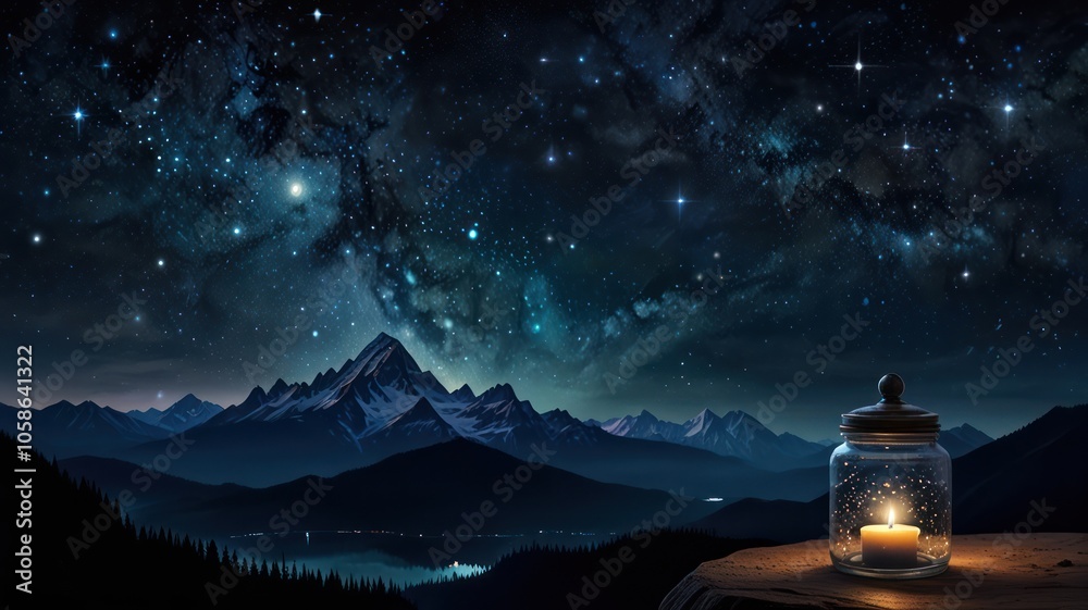 A small glass jar, glowing with warm light, sits on a rock ledge, capturing a miniature view of a starry night. The contrast creates a sense of wonder and contemplation. A small glass jar, glowing with warm light, sits on a rock ledge, capturing a miniature view of a starry night. The contrast creates a sense of wonder and contemplation.