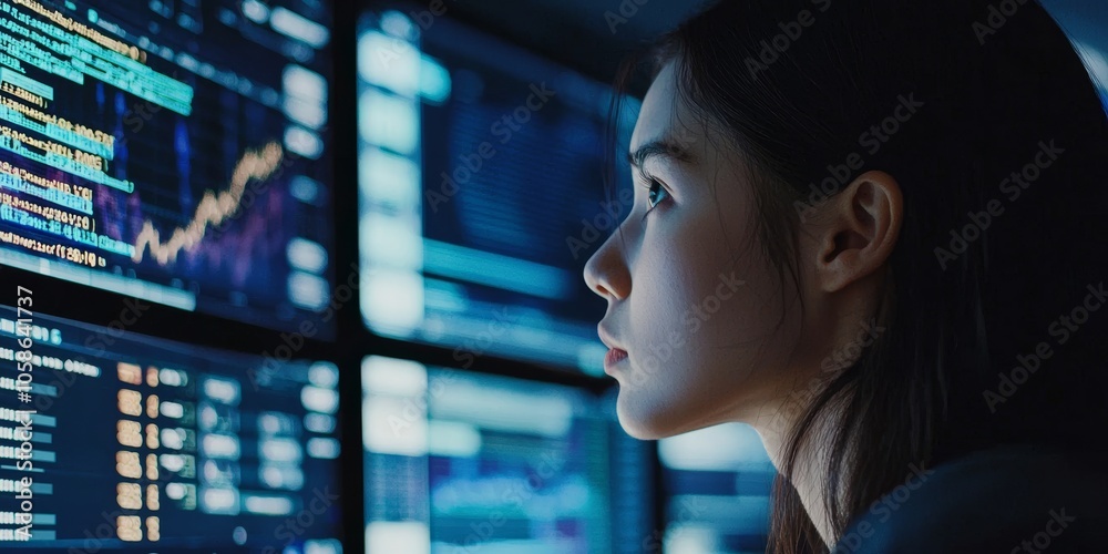 Person utilizing ai for stock market analysis and investment strategies in a modern financial setting Person utilizing ai for stock market analysis and investment strategies in a modern financial setting