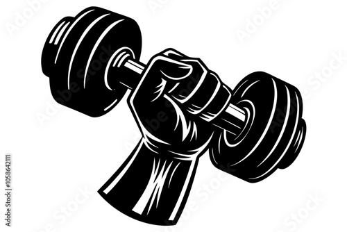 hand with gym dumbbell silhouette