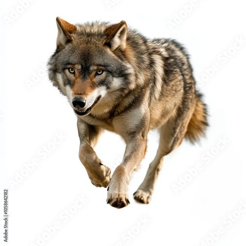 wolf attacking,running, jumping,action pose,tattoo, White background