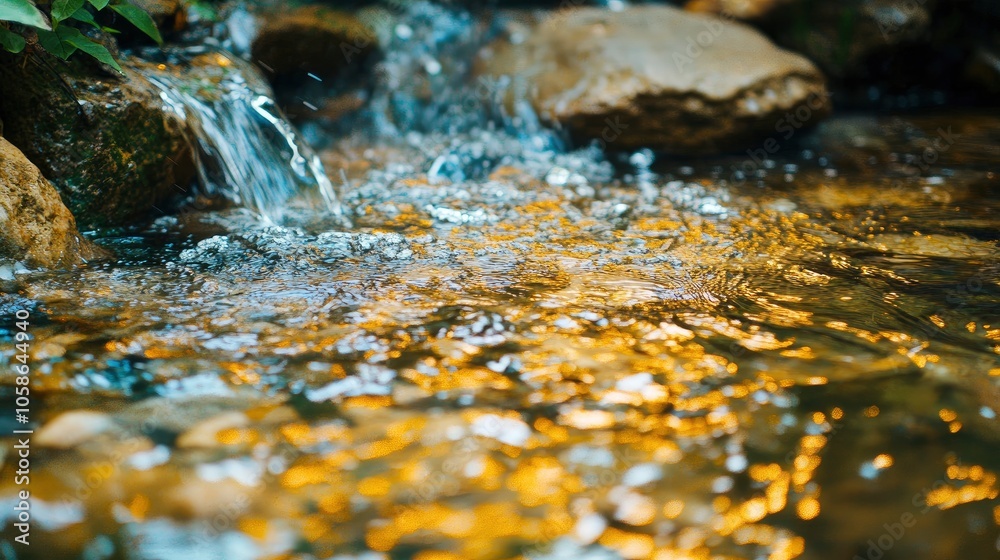 Golden Reflections in a Tranquil Stream Golden Reflections in a Tranquil Stream