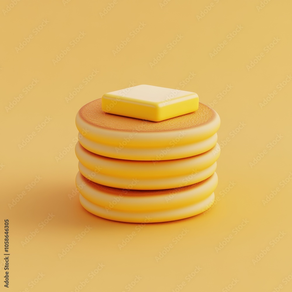 Minimalist Geometric Yellow Sponge Stack on Warm Toned Background Minimalist Geometric Yellow Sponge Stack on Warm Toned Background
