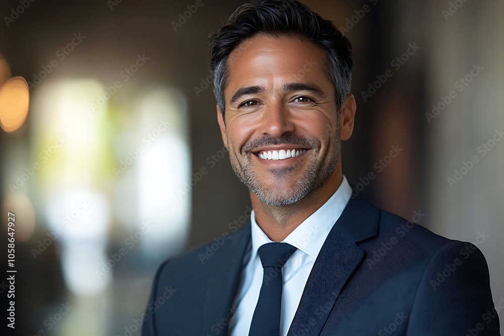 Confident Businessman in Suit Smiling for Success Confident Businessman in Suit Smiling for Success