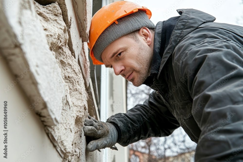 Home inspection consultancy. Inspector checking material of balcony and looking for fracture, Generative AI Home inspection consultancy. Inspector checking material of balcony and looking for fracture, Generative AI
