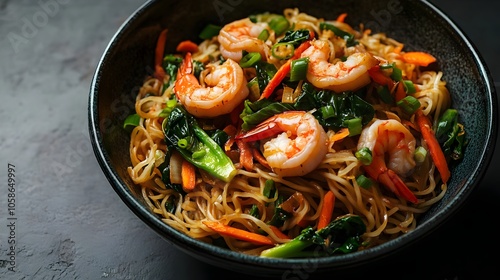 Mee Katang Noodles with Gravy and Shrimp (Cambodian Cuisine) photo