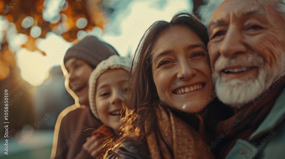 Defocused faces showing genuine happiness reconnecting with relatives from different generations. Defocused faces showing genuine happiness reconnecting with relatives from different generations.