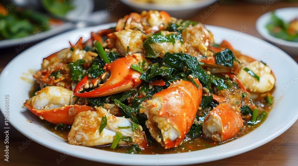 Cambodian Nhoam Kdaam (Crab Salad) with Chha Marik Sach Ko (Beef and Vegetables) Cambodian Nhoam Kdaam (Crab Salad) with Chha Marik Sach Ko (Beef and Vegetables)
