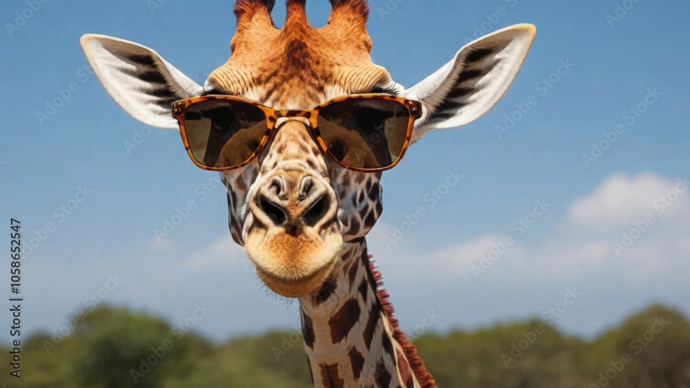 Naklejka premium giraffe in sunglasses