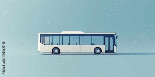 White passenger bus isolated on solid background, ideal for advertising and informational visuals. photo