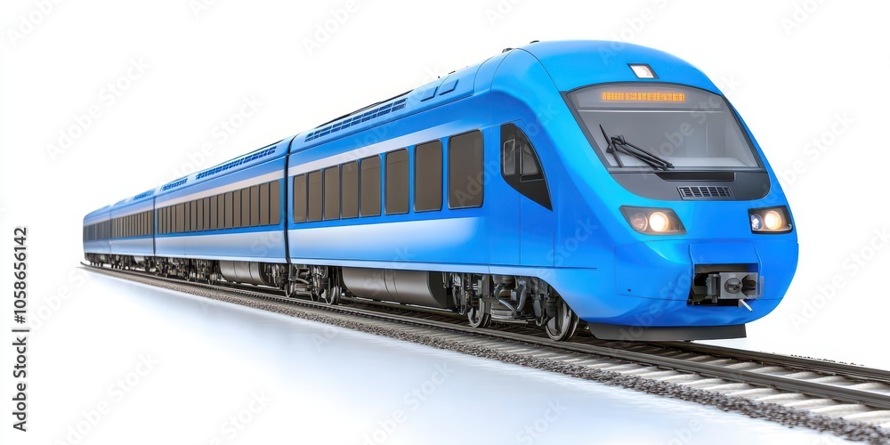 Blue modern commuter train isolated on transparent background, ideal for design uses. Blue modern commuter train isolated on transparent background, ideal for design uses.